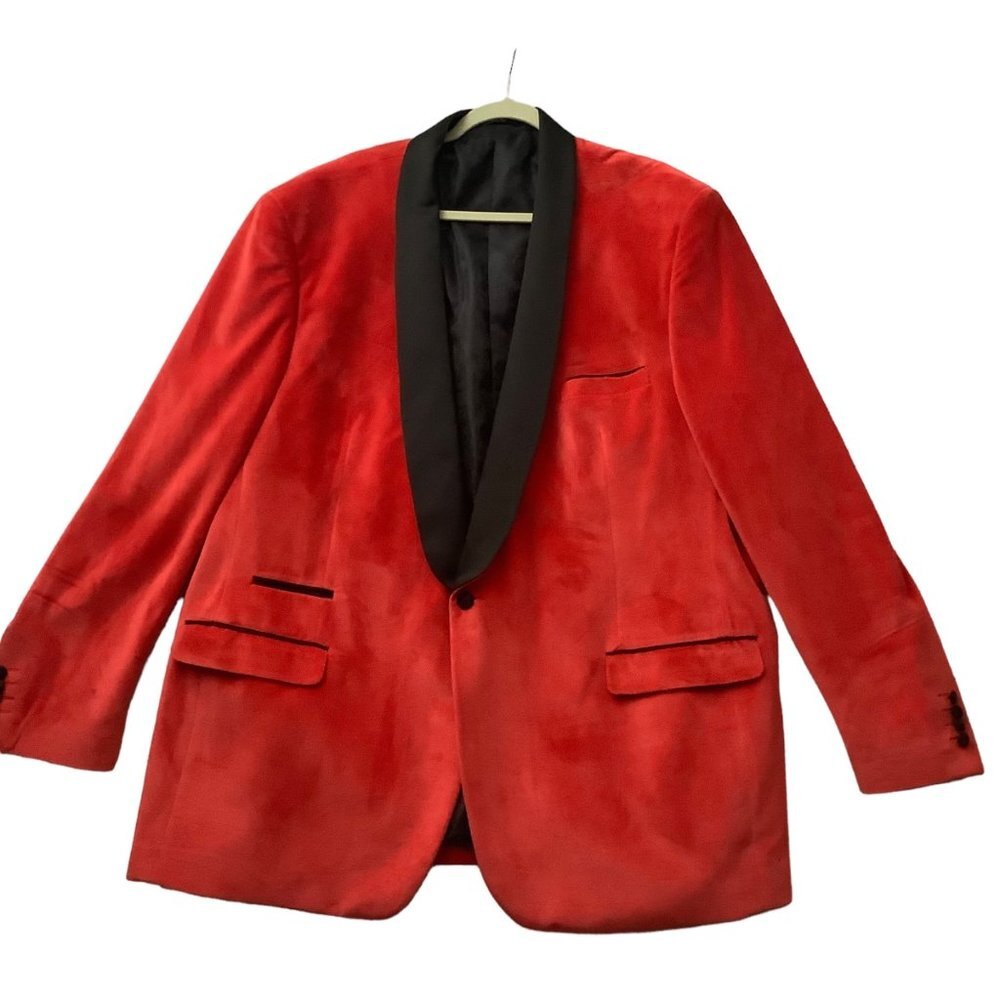 Insomnia‎ Velvet Handmade Tuxedo Jacket 4X Red Button Italy Prom Wedding Formal
